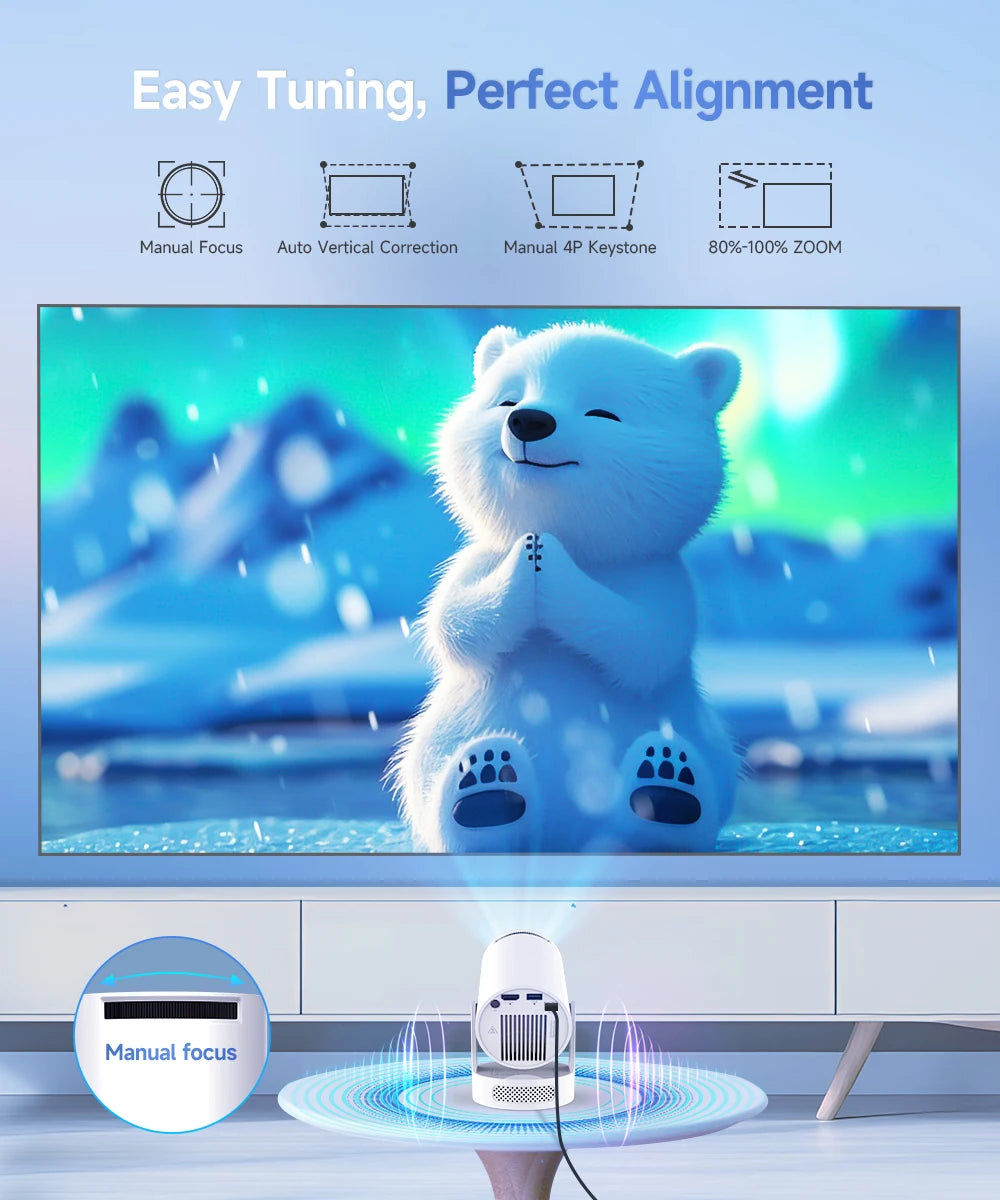 Magcubic HY300 Pro+ 4K Outdoor Projector 8000 Lumens Android 11 WiFi 6 BT5.4 Portable 5W HiFi Speaker 720P HD